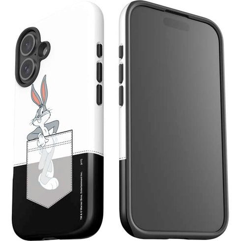 Looney Tunes Bugs Bunny Black White iPhone 16 Plus Impact Case